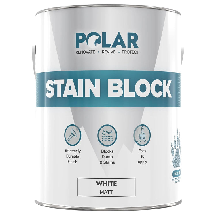 Polar Stain Block Paint Matt White 2.5 Litre tin