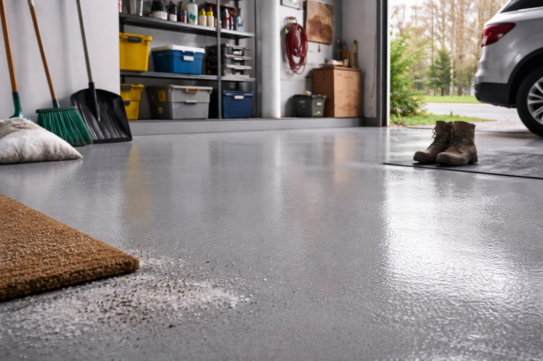This Garage Floor Paint Makeover Turned a Cold, Dusty Space into a Win