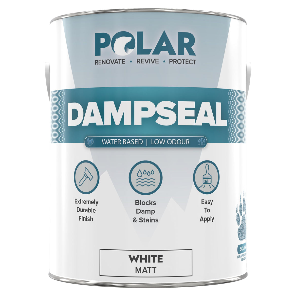 Polar Water-Based DampSeal White Matt 2.5 Litre tin