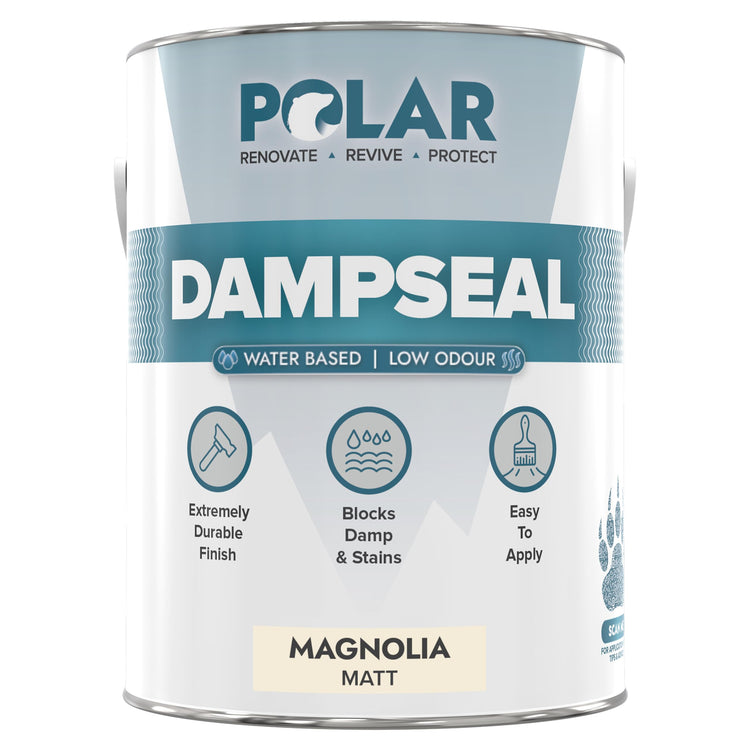 Polar Water-Based DampSeal Magnolia Matt 2.5 Litre tin
