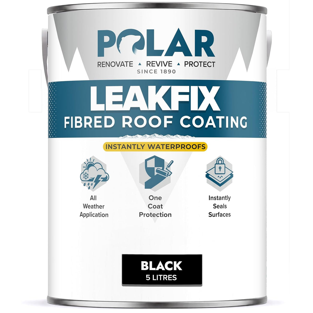Polar LeakFix Fibred Roof Coating Black 5 Litre tin