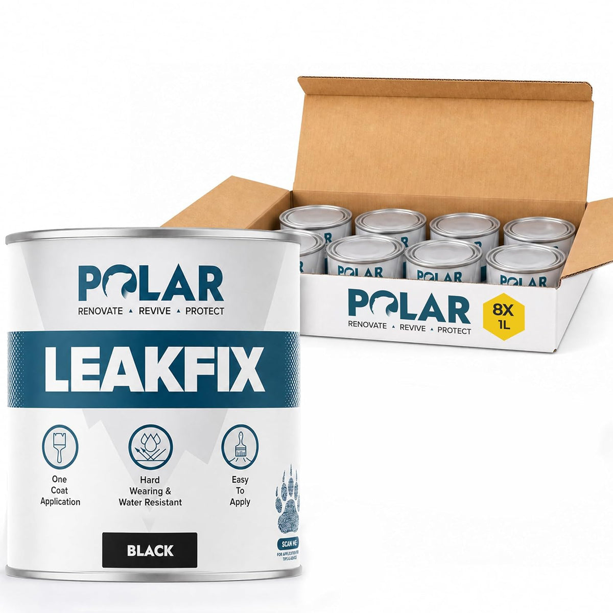 Polar LeakFix Paint Black 8 x 1 Litre multipack