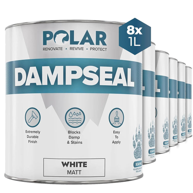 Polar DampSeal White 8 x 1 Litre Matt multipack