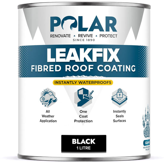 Polar LeakFix Fibred Roof Coating Black 1 Litre tin