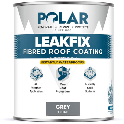 Polar LeakFix Fibred Roof Coating Grey 1 Litre tin