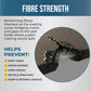 Reinforcing fibres in Polar LeakFix Fibred Roof Coating bridge cracks and gaps to help prevent roof leaks and water ingress