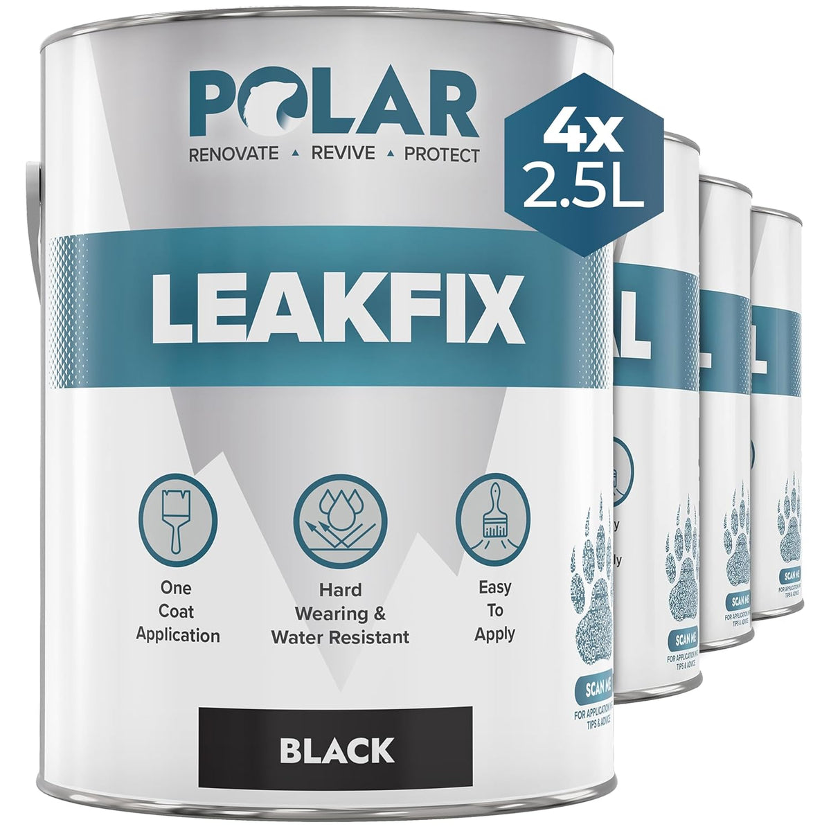 Polar LeakFix Paint Black 4 x 2.5 Litre multipack