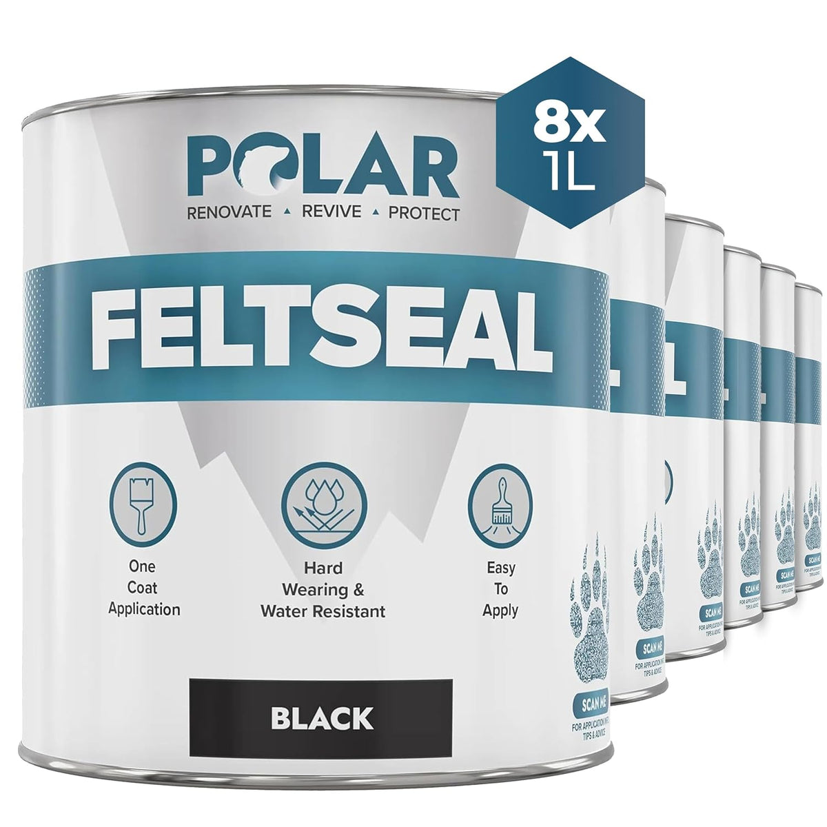 Polar FeltSeal Black 8 x 1 Litre multipack