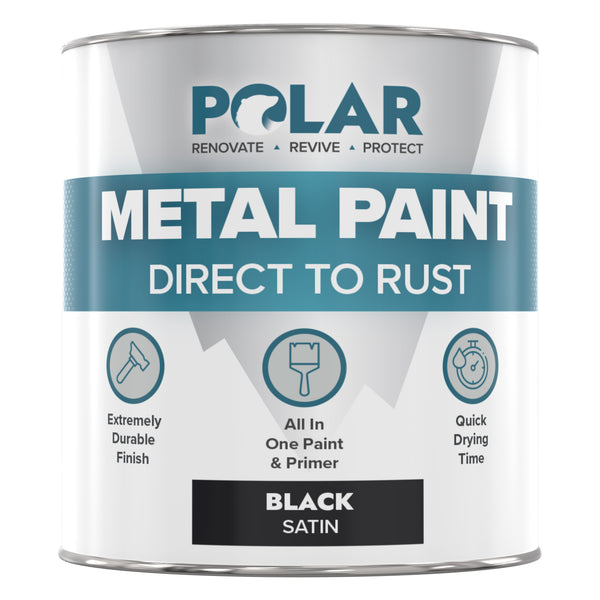 Polar Metal Paint | Direct to Rust Satin Black Paint for Metal Surfaces